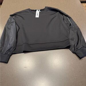 NWT. DKNY Black Sweatshirt with Zippered Sleeve Detail Sz: M